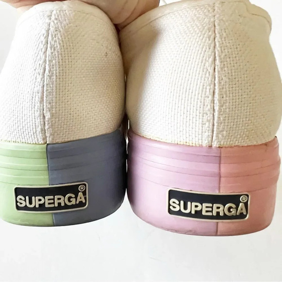 Superga Pastel Colorblock Platform Sneakers Canvas Women’s Size 39.5‎ EU 8.5 Uni - Picture 9 of 12